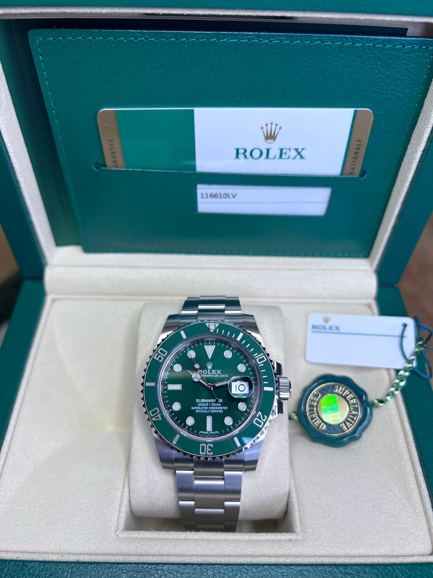 Rolex Submariner Date Hulk 2018 New Full Set 116610LV with Original Receipt