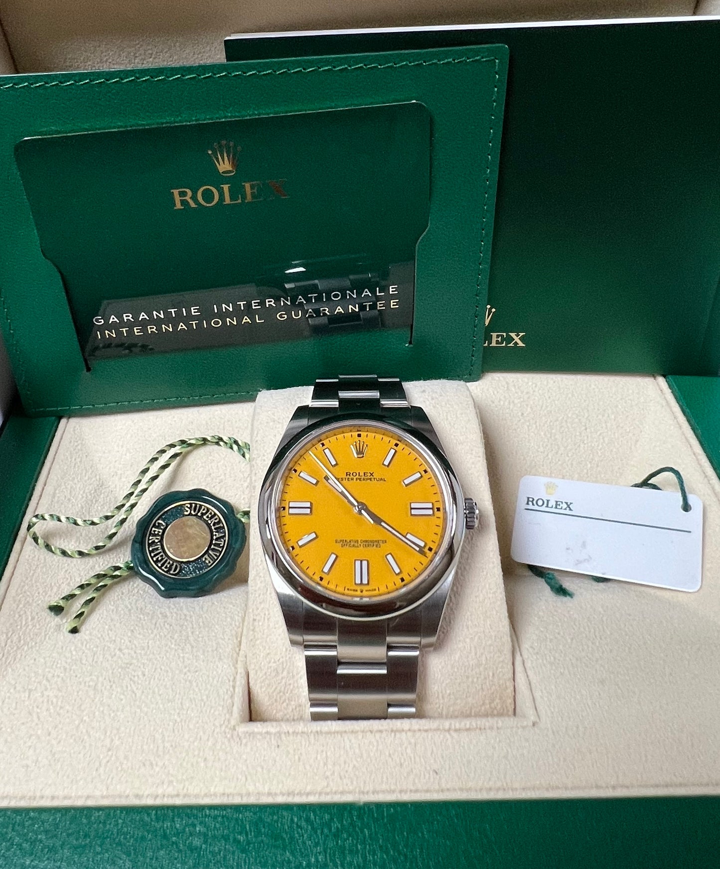 Rolex Oyster Perpetual Yellow Dial 2022 41mm New Full Set