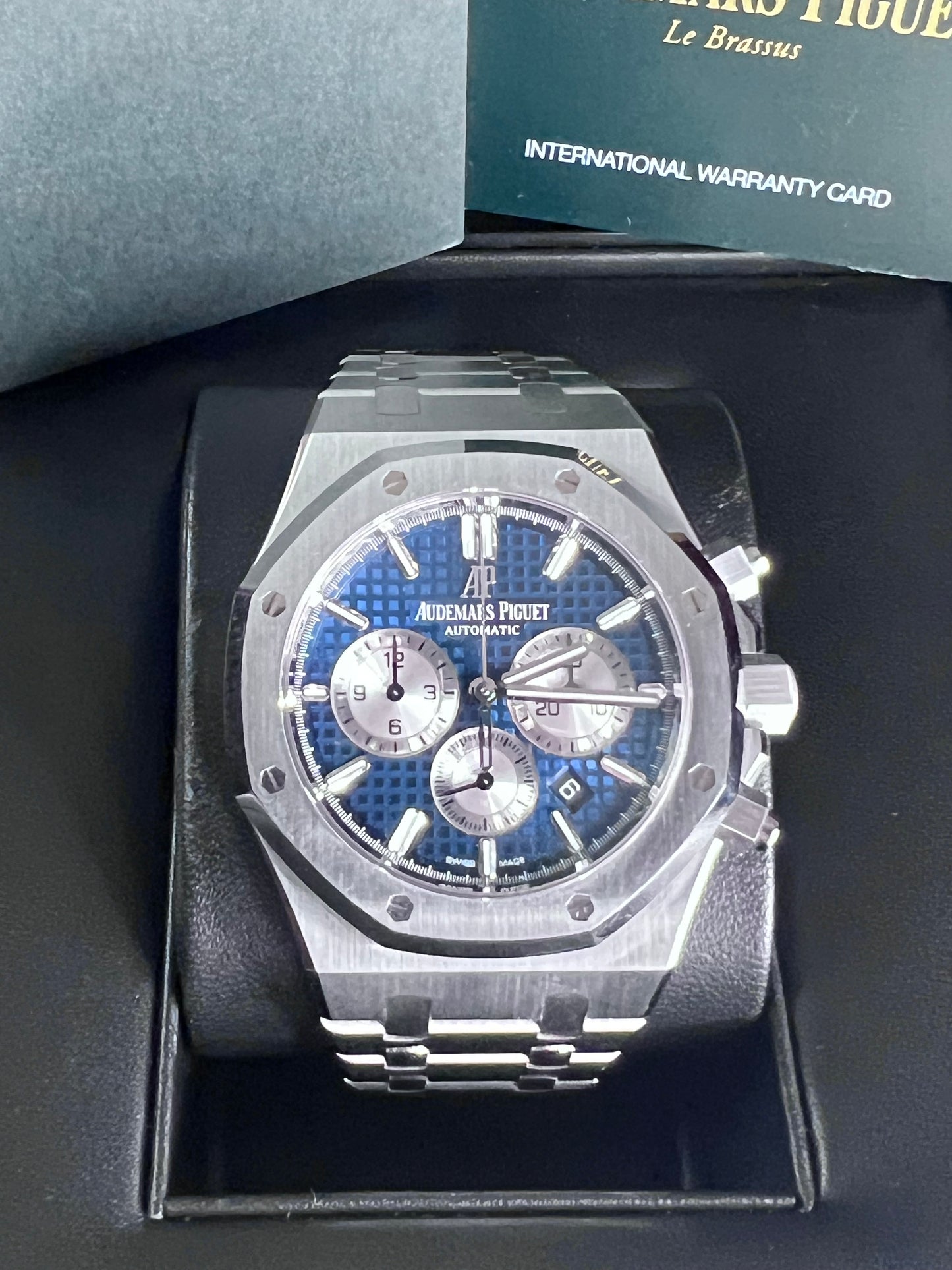 Audemars Piguet Royal Oak Chronograph 41mm Blue Dial Mens Steel Watch 26331ST 2021 New