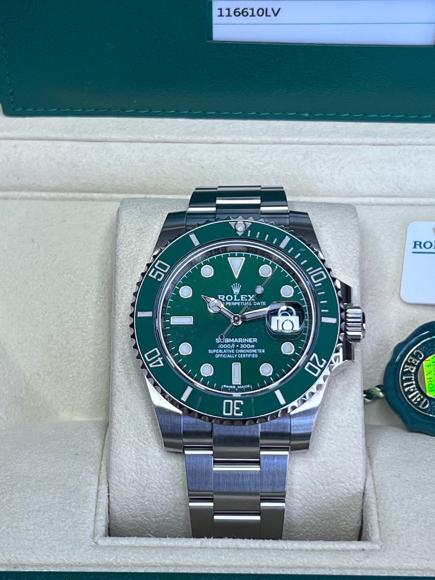 Rolex Submariner Date Hulk 2018 New Full Set 116610LV with Original Receipt