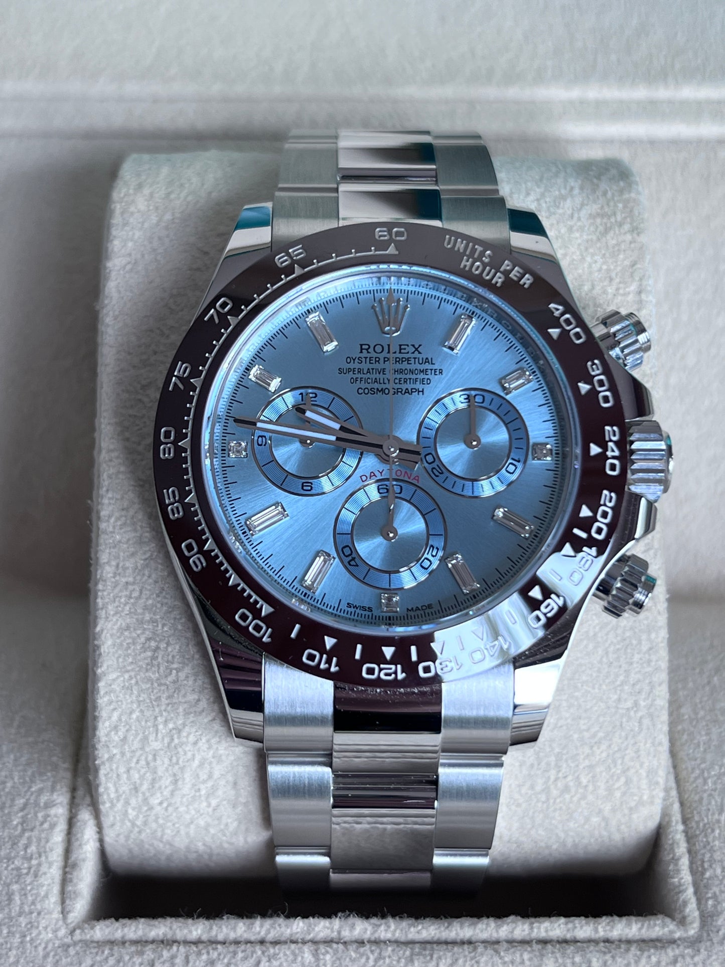 Rolex Daytona Platinum Baguette Ice Blue Dial, 2022, 116506