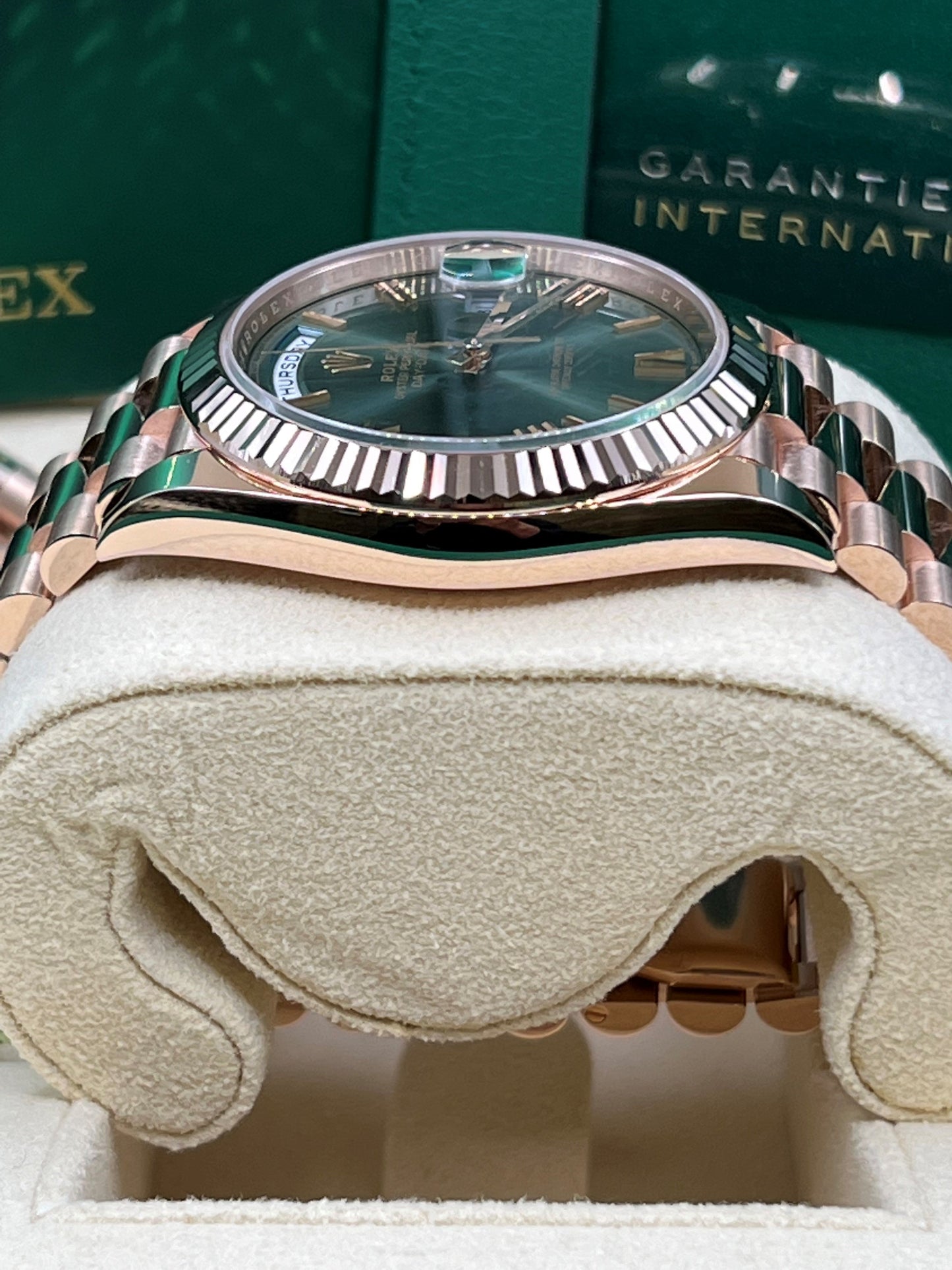 Rolex Day-Date 40 Olive Green Dial Rose Gold 228235 2024 New