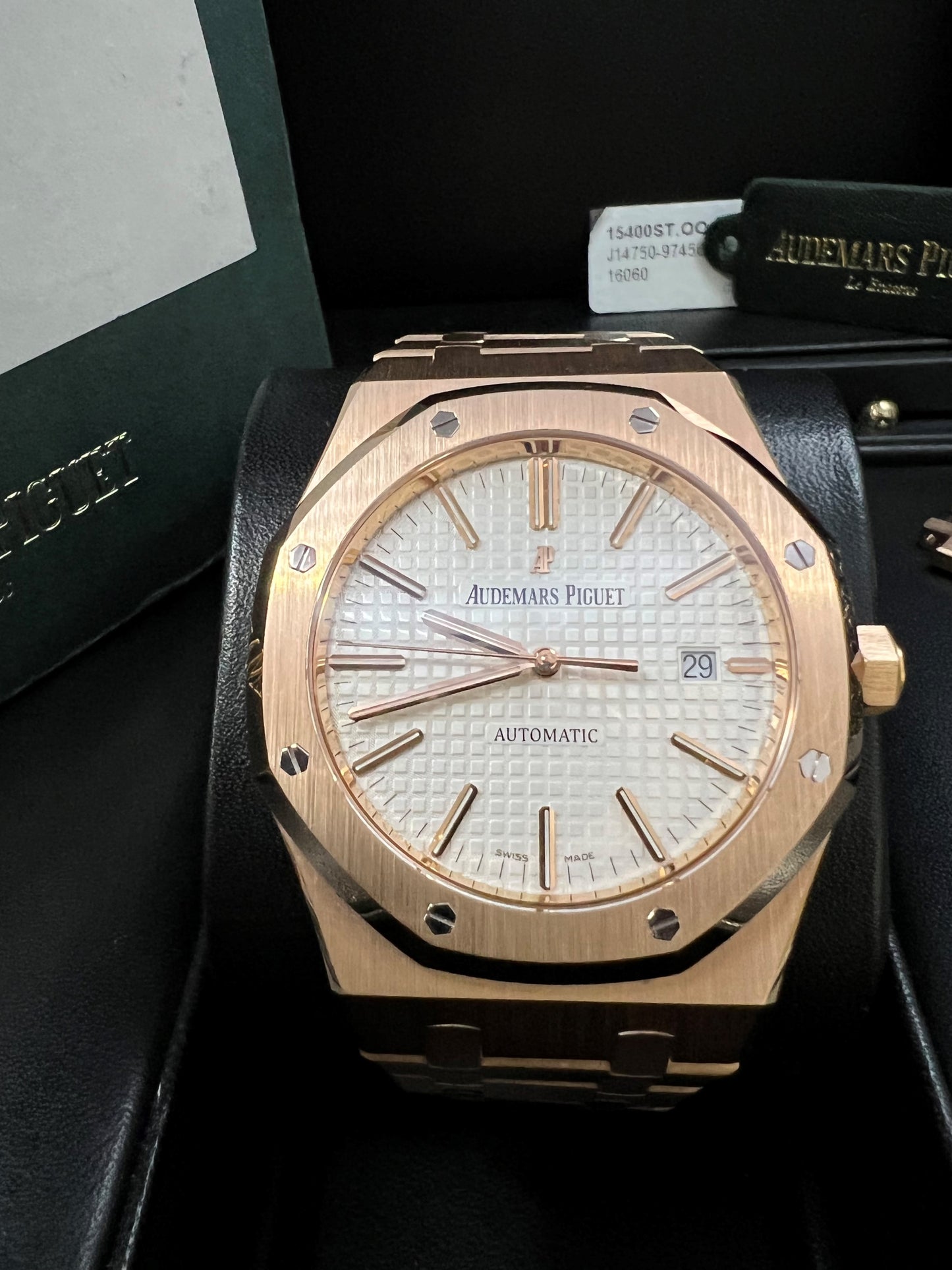 Audemars Piguet Royal Oak 18k Rose Pink Gold 41mm selfwinding openback 15400OR 2017 Full Set