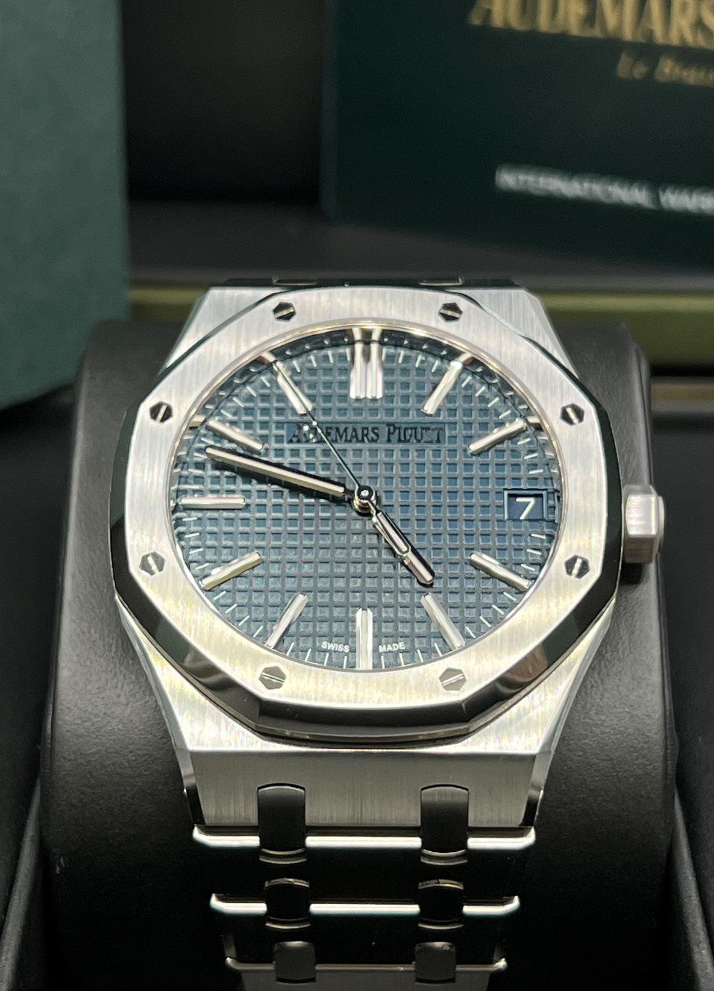 Audemars Piguet Royal Oak Self Winding 50th Anniversary Blue Dial 2022 Full Set 15510ST.OO.1320ST.06