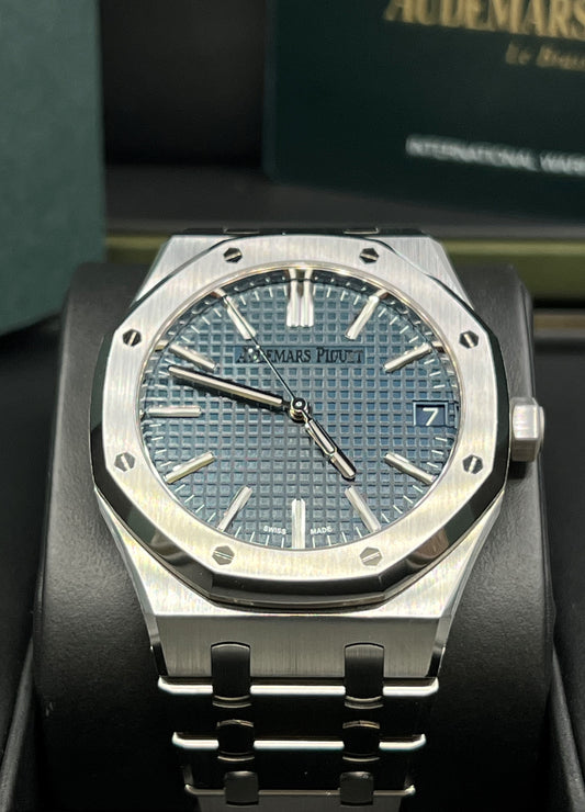 Audemars Piguet Royal Oak Self Winding 50th Anniversary Blue Dial 2022 Full Set 15510ST.OO.1320ST.06